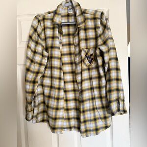 West Virginia Mountaineers Yellow Plaid Flannel Shirt